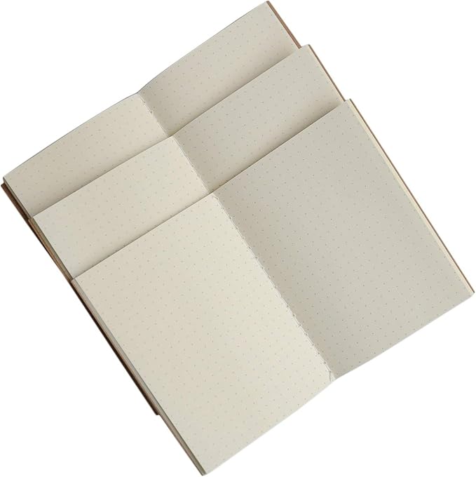WANDERINGS Dotted Passport Size Travelers Notebook Inserts | 3.5" x 5" (9 x 12.5cm) | 80 GSM Paper | 3 Hand-sewn Booklets/180 Pages | Travelers Notebook Refills for Journals, Diaries, Planners