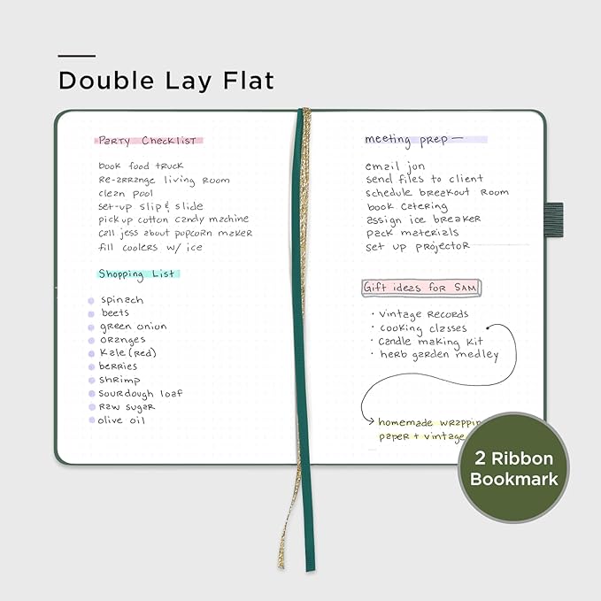 &And Per Se Dotted Journal Notebook, A5 Hardcover Aesthetic Dotted Notebook – 160 Pages 100gsm Thick Dot Grid Paper, 3 Sticker Sheets – Gift-Ready Journaling Kit for Women (Celestial Green)