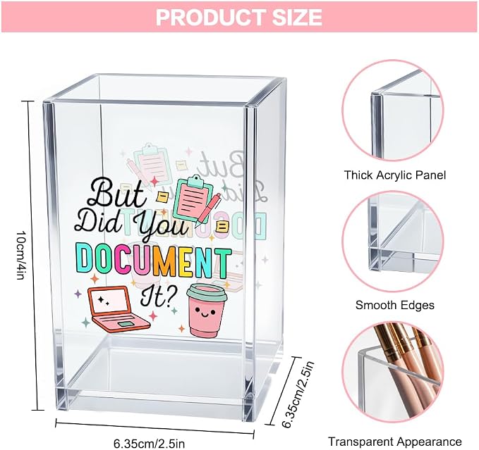 But Did You Document It Acrylic Cosmetic Pencil Pen Holder Cup, Funny Office Decor Office Desk Organizer Accessories, Funny Sarcastic Work Gifts for Women Girl Boss Coworker Sister HR Students
