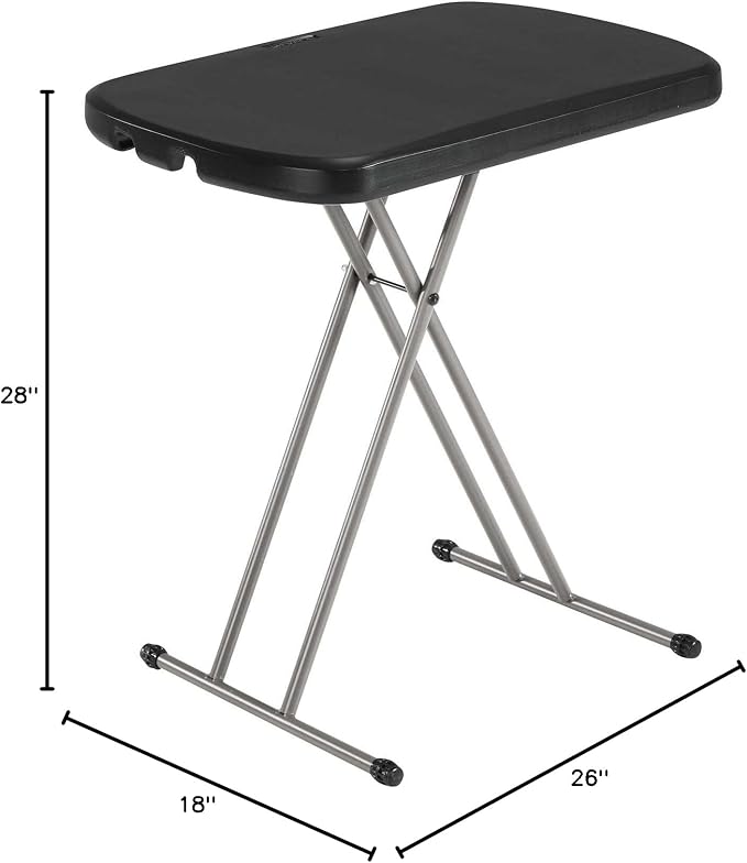 LIFETIME Adjustable Folding Laptop Table TV Tray, 26 Inch, Black