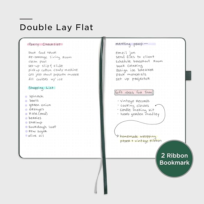 &And Per Se Dotted Journal Notebook – A5 Hardcover, 160 Pages 100gsm Paper, Dot Grid Notebook for Planning & Creative Journaling, 3 Sticker Sheets Included (Dark Green)