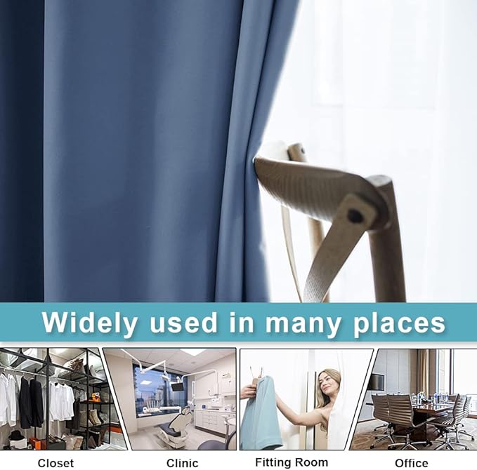 RYB HOME Room Divider Curtains - Blackout Window Curtains Privacy Wall Divider Screens Sound Proof for Living Room Bedroom Patio Sliding Door Basement, 1 Panel, Stone Blue, 60 x 108 inches Long