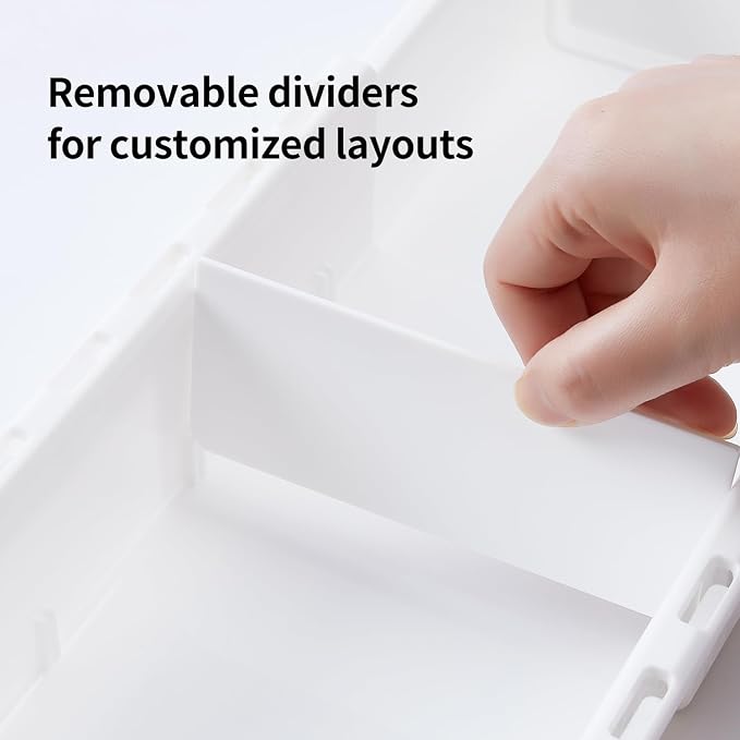 Deep 2.3" Expandable Drawer Organizer 11-18" White Plastic Tray | Expandable 11-18" Deep 2.3" PET Drawer Organizer|White Tray|Office Kitchen Bathroom|Dual-Slot Design|Durable BPA-Free