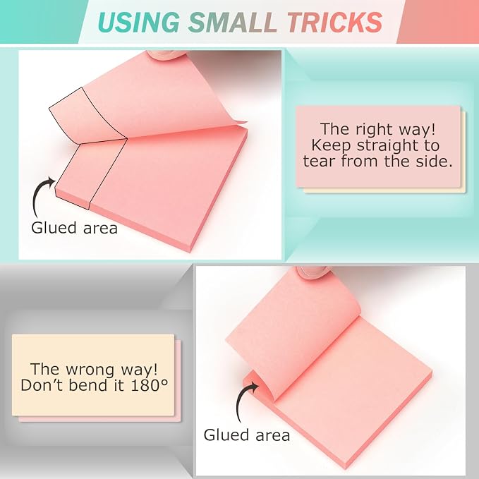 Sticky Notes 3x3 inch Bright Colors Self-Stick Pads 8 Pads/Pack 85 Sheets/Pad Total 680 Sheets
