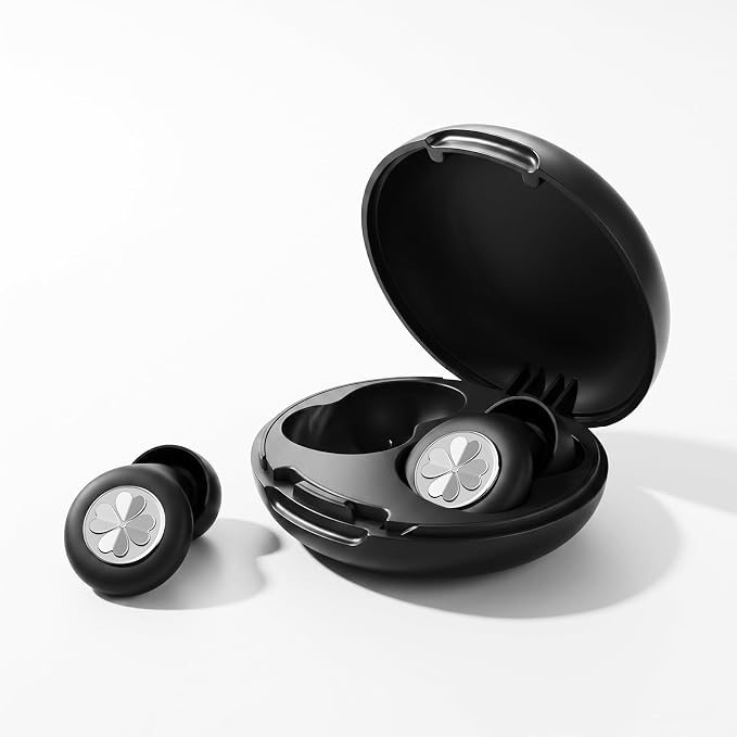 Ear Plugs Sleep Earplugs for Snoring & Noise Reduction, Soft Breathable Silicone Plugs with Metal Filter, Comfortable Reusable Ear Plugs for Adults (Black)