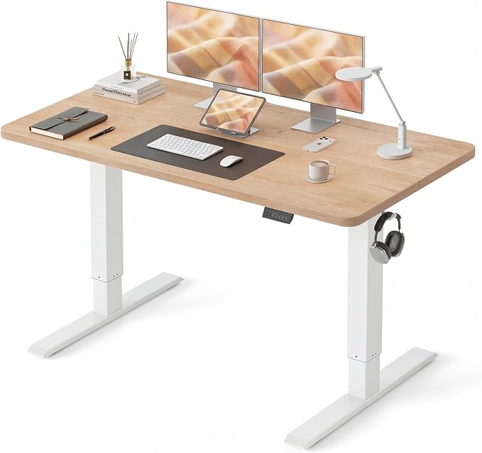 CubiCubi 48 x 24 Standing Desk, Height Adjustable Electric Computer Desk, Sit Stand up Home Office Workstations, Maple
