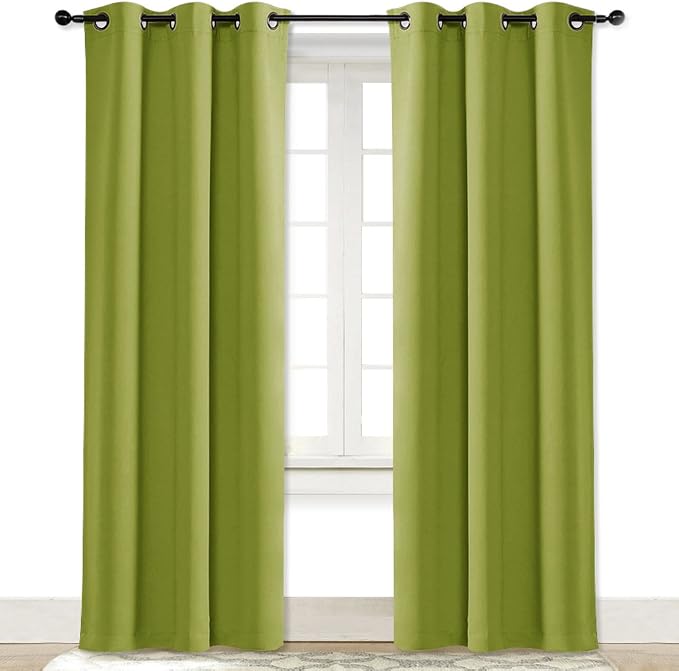 NICETOWN Green Curtain for Bedroom 84 inches Window Treatment Thermal Insulated Solid Grommet Blackout Drapery/Drape for Doors (1 Panel, 42 Wide by 84 Long, Fresh Green)
