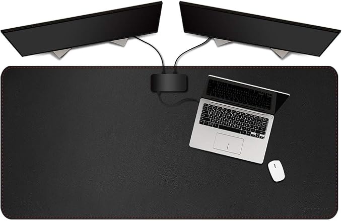 ZORESYN Large Leather Desk Pad 47.2"x23.6", PU Leather Desk Blotter for Office, Non-Slip Waterproof Mouse Pad Mat for Keyboard Laptop, Extra Large Desk Protector (Black)