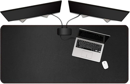 ZORESYN Large Leather Desk Pad 47.2"x23.6", PU Leather Desk Blotter for Office, Non-Slip Waterproof Mouse Pad Mat for Keyboard Laptop, Extra Large Desk Protector (Black)