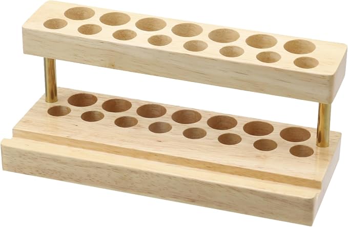 Crapyt Wooden Pen Display Stand with 15 Slots and Cell Phone Stand | Unique Pencil Holder for Desk Decor Minimalist Office Desk Organizer (Wood Color)
