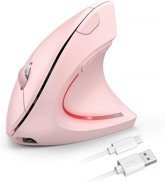 TECKNET Ergonomic Mouse Wireless, Rechargeable Mouse Silent for Carpal Tunnel Right Hand, 2.4GHz USB Vertical Mouse Wireless for Laptop, 5 Adjustable 4800 DPI, Computer, MacBook, Desktop