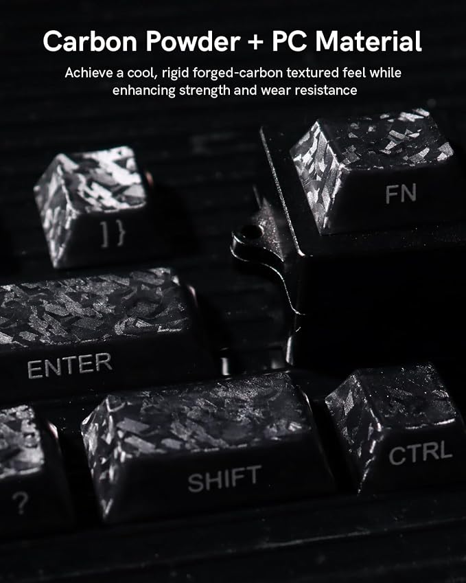 Cherry Profile PC Keycaps 106 Keys Transparent Carbon Fiber Pattern, Shine-Through Keycap Set for MX Switch Mechanical Keyboard, Fits 60% 65% 75% 80% Layouts