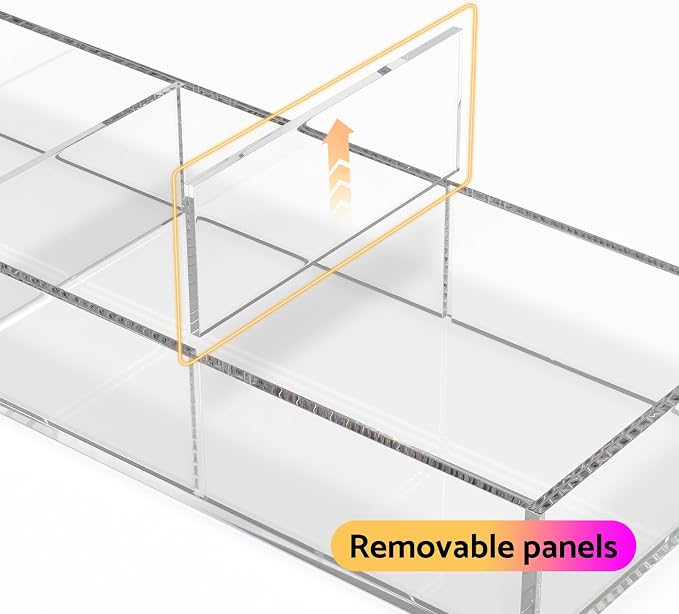 3 Section Clear Acrylic Drawer Organizer Tray, Office & Makeup Drawer Organizer (11.8x4.3 inch)