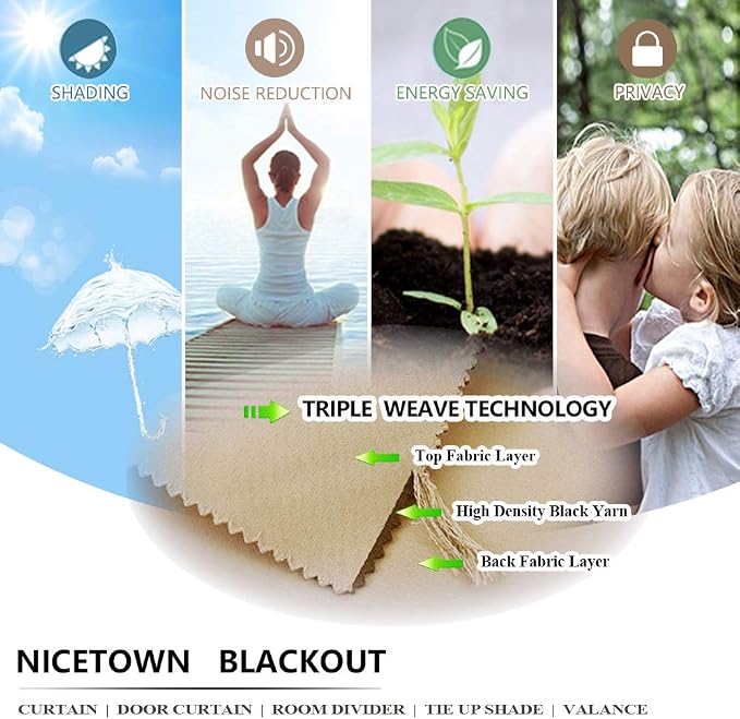 NICETOWN Doorway Curtains, Room Darkening Curtain and Drape Energy Efficient Warmth Grommet Curtain for Office & Classroom (Biscotti Beige, Sold Individually, 42 inches Wide by 84 inches Long)