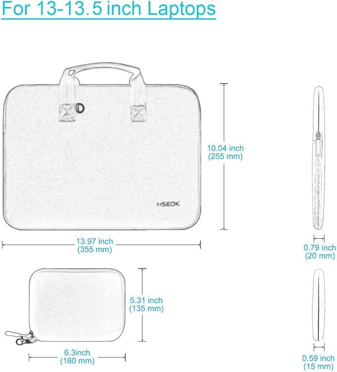 Hseok Laptop Sleeve 13.3-14 inch Case with Small Pouch, Neoprene Computer Bag Compatible with MacBook Neo/Pro 14 M5/M4/M3/M2/M1, Mac Air/Pro 13.3, XPS 14 and Most 13-14 inch Notebooks,P02K01