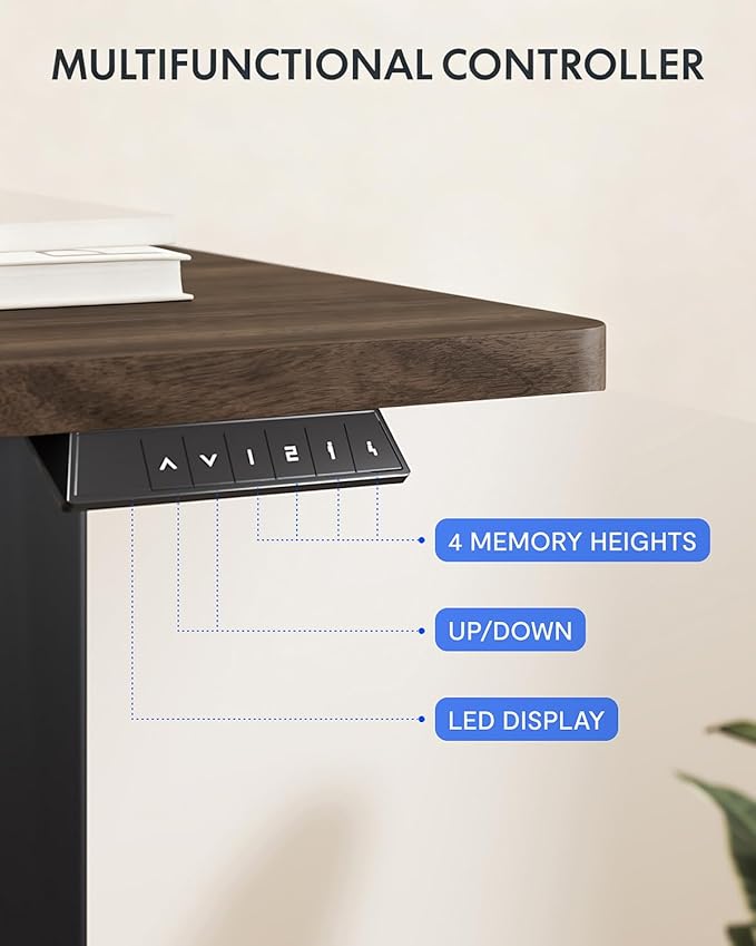 FLEXISPOT 71x32 Inch Electric Large Standing Desk for Home & Office, Spacious Splice Board Desk with Cable Management & Organizer, Cup Holder & Hook, Black Walnut