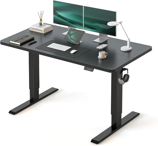 CubiCubi Standing Desk, 48 x 24 Inches Electric Height Adjustable Computer Desk, Sit Stand up Home Office Desk with Memory Presets, Black