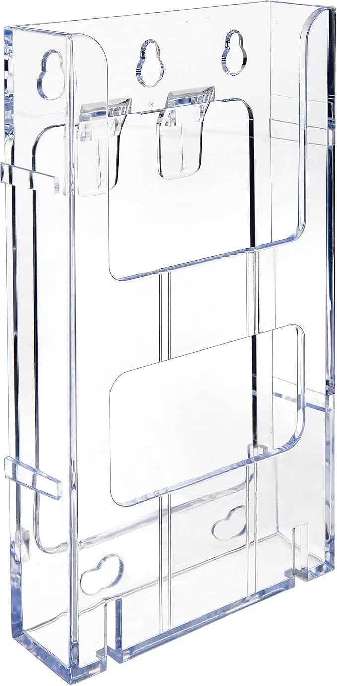 Deflecto® Lit Loc® Interlocking Leaflet Literature Display, 8" H x 4 3/8" W x 1 1/4" D, Clear