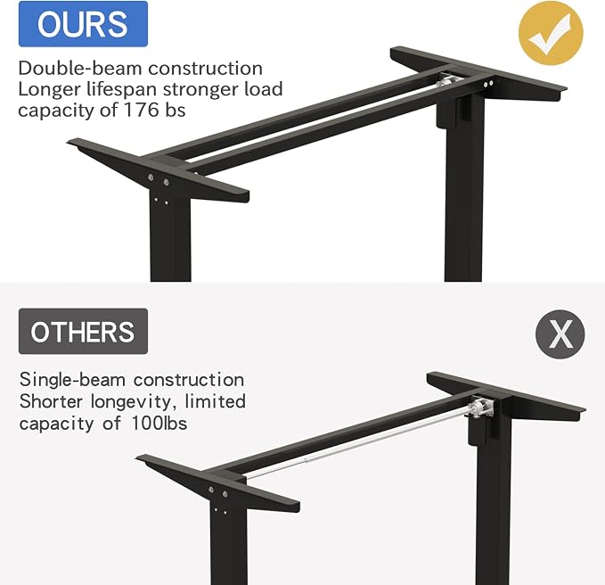 Height Adjustable Electric Standing Desk, 63x30 Height Stand Up Computer Desk,Sit and Stand Home Office Desk with Splice Board (Brown+Black Top, Black Frame)