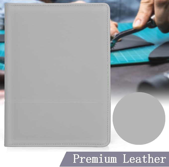 Classic Padfolio/Junior Portfolio Folder Case, Business A5 Binder Organizer Notepad for Men Women, 5 x 8 Writing Pad Included, Gray