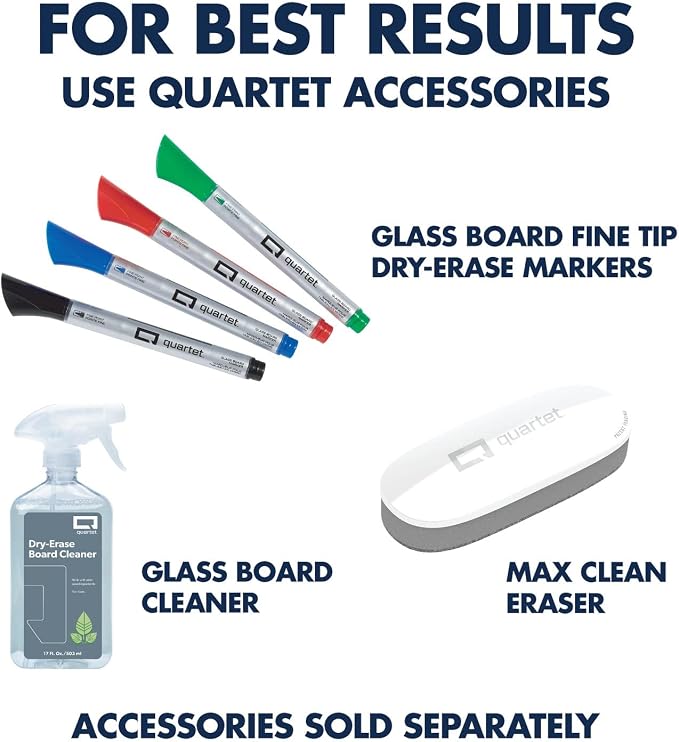 Quartet Glass Dry Erase White Board 18"W x 6"H, Compact Desktop Whiteboard with Storage Drawer, Floral (GDP186P)