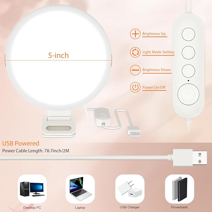 ACMEZING Upgraded Full Screen Ring Light 60 LED Side Emitting Anti-Glare Clip-on Light for Phone iPhone Computer Laptop Monitor, 3 Light Modes for Live Streaming, Selfie, Zoom Video Conference,TikTok
