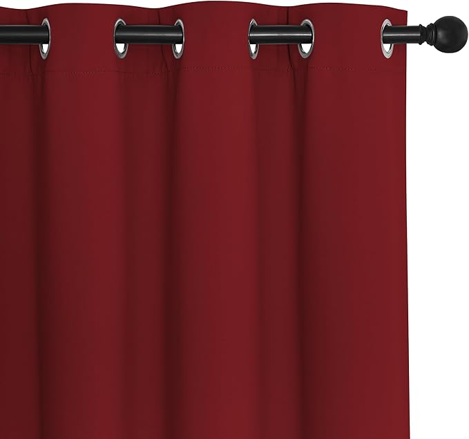 NICETOWN Room Divider Curtain 132 Inches Long, Wide Blackout Sliding Door Curtain for Bedroom, Room Darkening Privacy Window Curtain for Patio Door (1 Panel Set, Burgundy Red, 80 x 132 Inch)