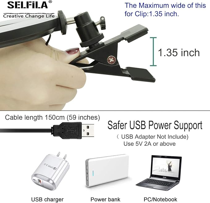 Ring Light Video Conference Lighting Kit 3200k-6500K Dimmable Led Clip on Computer Monitor Laptop Phone for Content Creator (YouTube/TikTok/Twitch) Makeup,Conference,Selfie,Video,Vlog (Black)