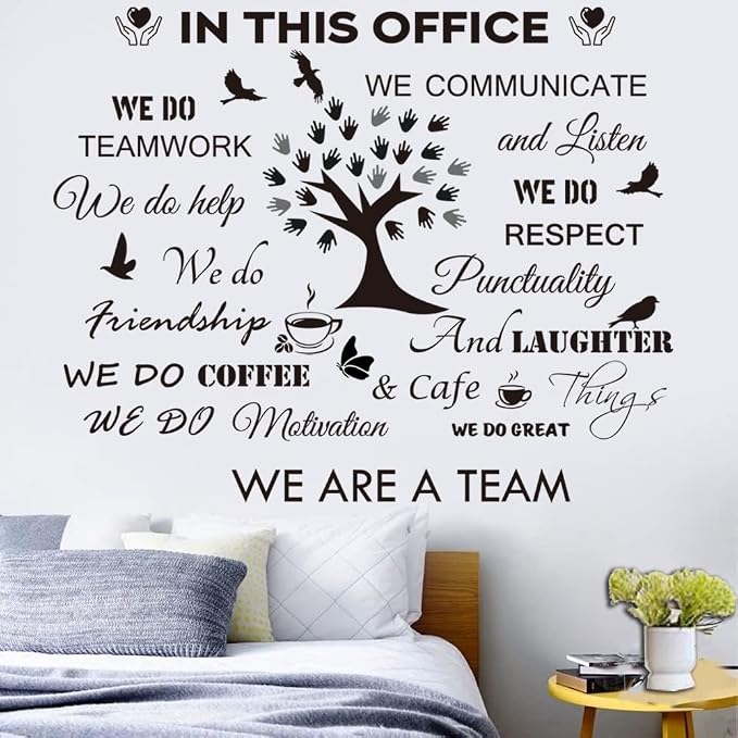 Office Inspirational Quotes Wall Decals - Motivational Teamwork Stickers, Positive Lettering Spiritual Words, Company Art 'We Are A Team' Decoration