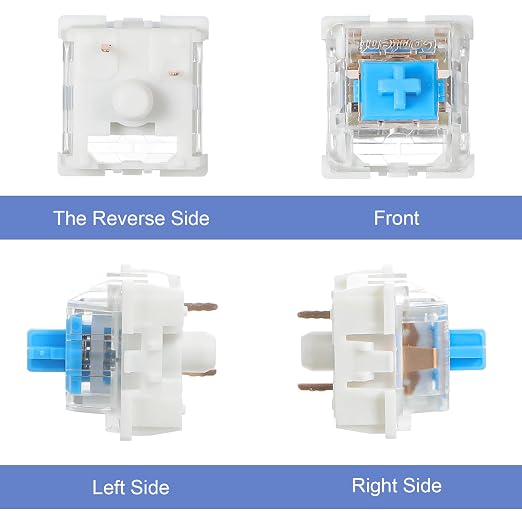 30Pcs Blue Switch Replacement, 3 PIN Mechanical Keyboard Switches, Clicky with Strong Tactile Feedback, Accurate Typing, Dustproof, Office and Gaming LED Keyboard Universal Replacement Parts