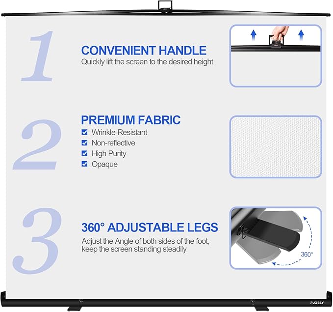 FUDESY 78.7 x 90in Large Collapsible White Backdrop Screen, Portable Retractable Pull Up Panel Wrinkle-Resistant Photo Background for Streaming, Video Conference, Photographic Studio