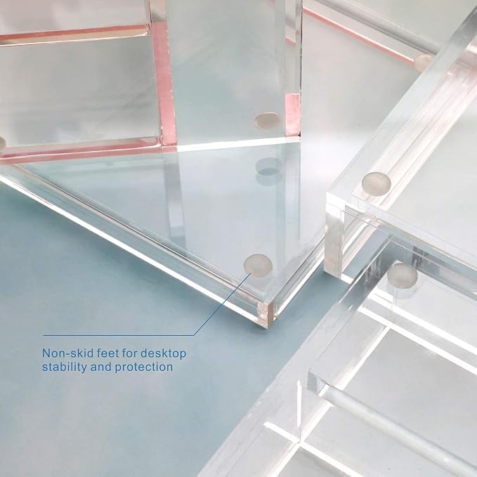 Clear Acrylic Desk Organizer 4-Piece Desk Kit + Free Complimentary Acrylic Ruler, Desktop Organization for Office or Home