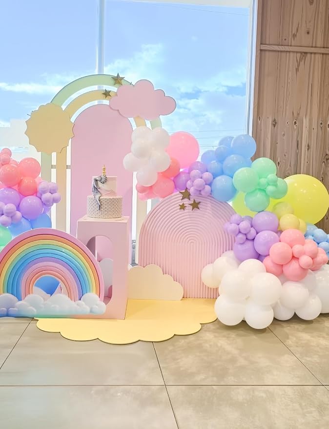 Pastel Rainbow Balloons Arch Garland Kit, Macaron Assorted Color Balloon Arch Kit,18/12/5 In Pastel Spring Balloon Arch for Spring Tea Party Unicorn Birthday Party, Baby Shower Supplies