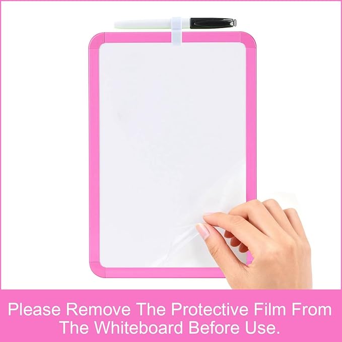 MXG Double Sided Pink Dry Erase Board, 8x12 Inch Portable Small Whiteboard for Fridge, Wall & Desk, Includes Markers, Eraser & Magnets for Home, Office, Classroom, Calendar & Notes