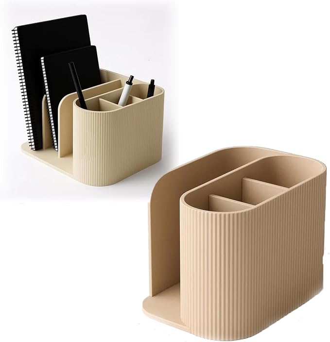For Modern Desk Organizer Ribbed Pen Holder – Stylish and Functional Office Storage for Pens, Notebooks, and Accessories