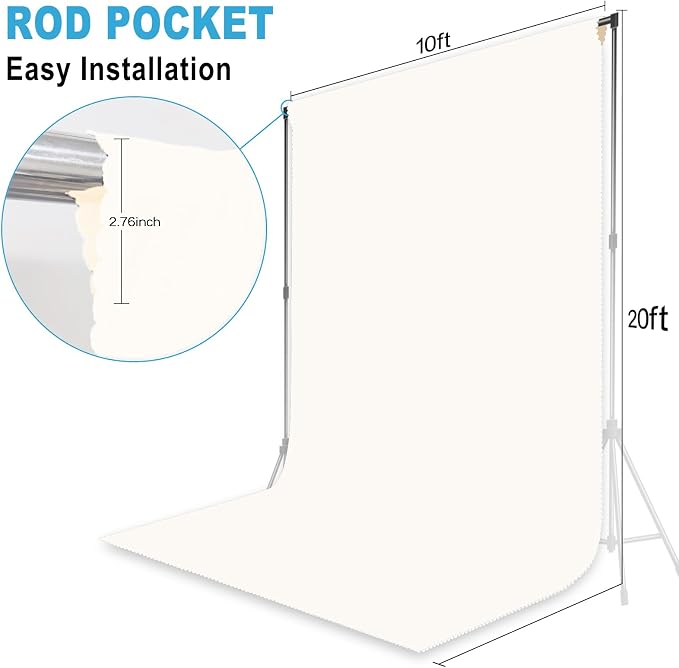 Ivory Backdrop for Photoshoot Professional Photo Backdrop Background Curtain for Product Photography Portraits Wedding Party Live Streaming Video Recording 10X20 FT