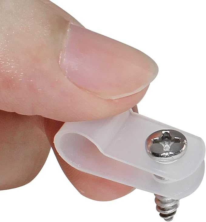1/4 Inch R-Type Clip Clamp, 100 Pcs | Nylon P-Type Mounting Clips, Cable & Wire Management, Stainless Steel Screws Included