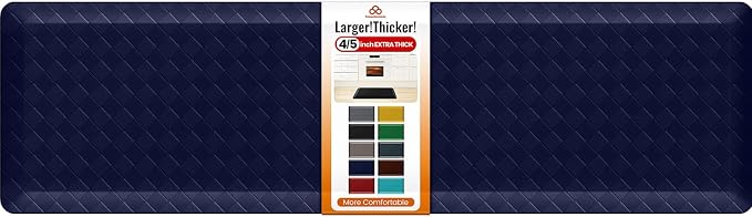 4/5 Inch Extra Thick Kitchen Mats for Floor,Non Slip Anti Fatigue Kitchen Rugs,Waterproof Stain Resistant Sink Mat,Cushioned Standing and Comfort Mats for Office (17"x60" Blue)