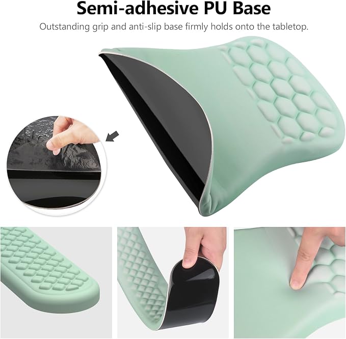 Mouse Pad Wrist Support, Laokiiy 2 in1 Keyboard Wrist Rest+ Ergonomic Mouse Pad, Non-Slip Wrist Rest for Computer Keyboard, Made Easy Typing & Relieve Wrist Pain(Gradient Green)