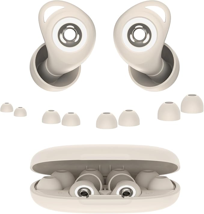 Ear Plugs for Concert,Noise Cancelling Silicone Earplugs,45 dB,Soft and Reusable,Hearing Protection with 8 Earpieces in 4 Sizes(XS/S/M/L),Carrying Bag,for Sleeping,Concert,Working,Travelling,White