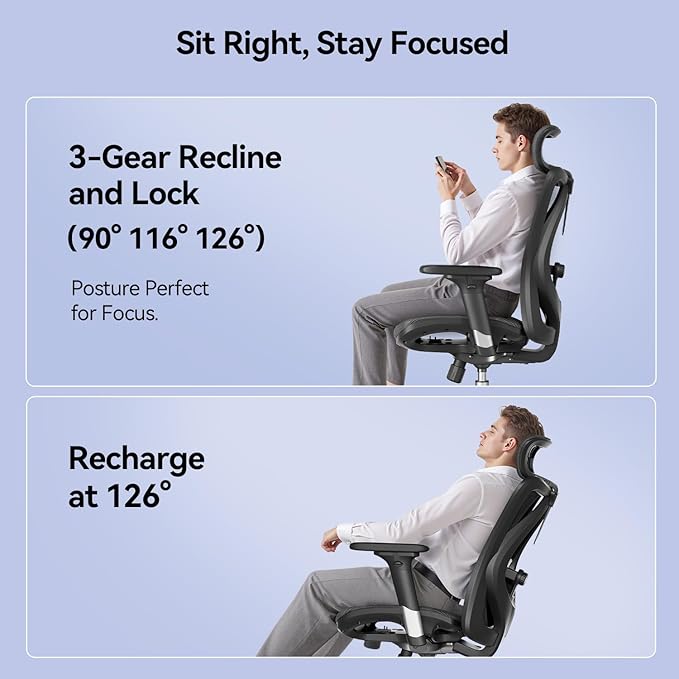 SIHOO M57 Ergonomic Mesh Office Chair, High Back Home Desk Chair with 3D Armrests, Lumbar Support and Adjustable Headrest, Comfortable Computer Chair, Office Chair Hold 330 LBS-2 Packs-Black