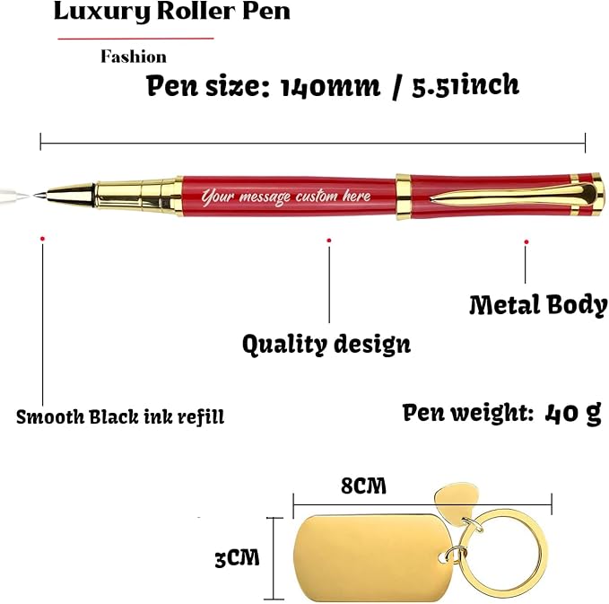 Yastar Personalized Pen with Custom Keychain,Luxury Pen Set with Pen Bag Gift Card - Engraved with your Message Names Company Names Phone Number Gift for Business Men Women