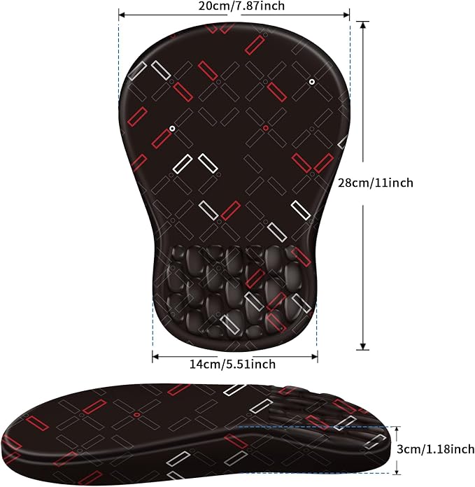 YIWEI Ergonomic Mouse Pad with Wrist Rest - Comfortable Office Mousepad with Memory Foam Wrist Support for Carpal Tunnel Relief, Mouse Pads with Non-Slip Base for Gaming and Home (Black-1)