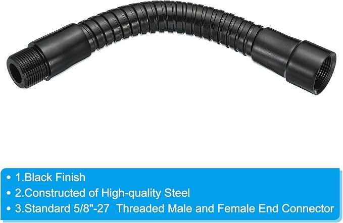 PATIKIL 6" Microphone Gooseneck, 5/8"-27 Thread Metal Universal Hose Flexible Arm Gooseneck Tube Extension for Multifunction DIY, Black