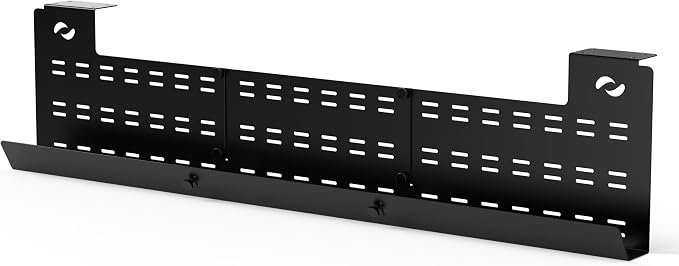 HumanCentric Under Desk Cable Management Tray & Cord Raceway, Black | Underdesk Cord Organizer, Standing Desk Cable & Wire Management, Heavy Duty, Straps Included, Medium