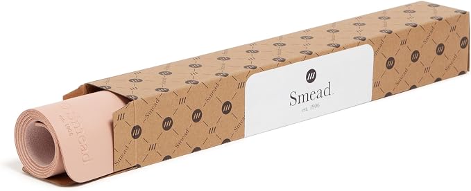 Smead Desk Pad, Vegan Leather Desk Mat with Non-Slip Faux Suede Backing, Perfect Desk Organizer for Office Decor, 23.6” x 13.7” Small, Dusty Rose (64839)