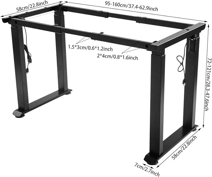 4-Leg Standing Desk Frame with Dual Motor, Electric Adjustable Legs for Max 63'' x 22.83'' Desktop, Heavy Duty 220 lbs Load, 4 Memory Height Settings Stand up Desks Base, Black Frame Only