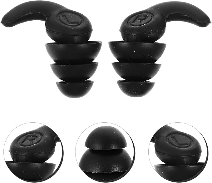 Silicone Noise Reduction Three-Layer Sound Blocking Waterproof for Sleeping Studying Swimming Black