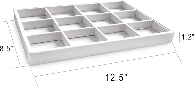 Jewelry Trays for Drawer,Set of 4 Jewelry Organizer and Storage | Velvet Material,Stackable,Adjustable Dividers,Drawer Inserts for Rings Studs Bracelet,Earring Organizer for Women Girls