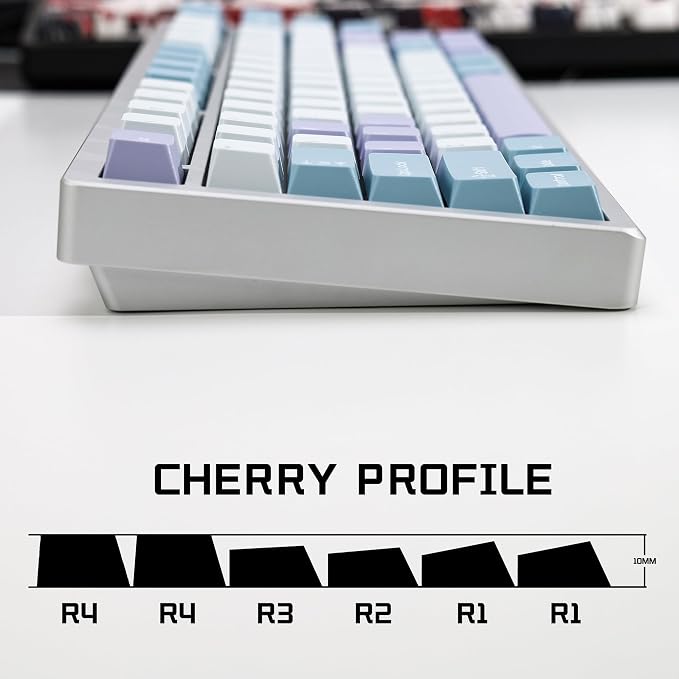 Illusion PBT Double Shot Keycap Set,174 Keys Cute Blue Custom Key Cap Keycaps 70 Percent Cherry Profile Keycaps for 61/64/68/84/87/100/104/108 Mechanical Keyboard